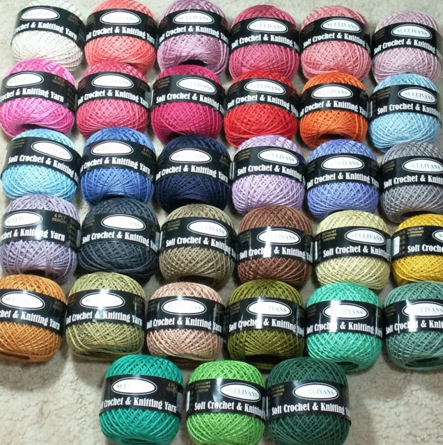 1 x 4ply 100% Crochet Cotton Yarn 19 colours Knitting Macrame