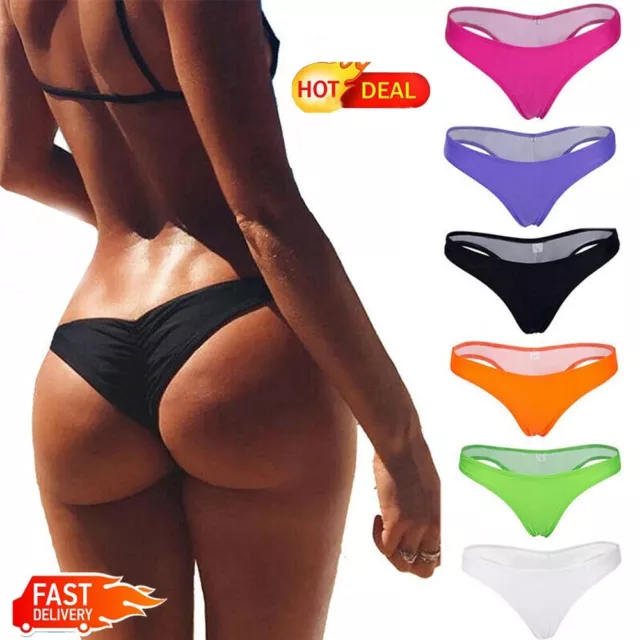 Women Sexy Bikini Triangle Thong Bottom V Cheeky Ruched Swimwear Beach Sport HOT