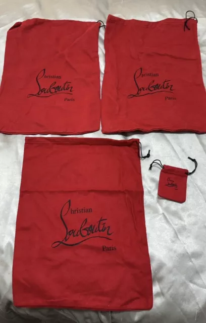 Christian Louboutin 3 Red Flannel Drawstring Shoe Dust Bag Authentic Gift