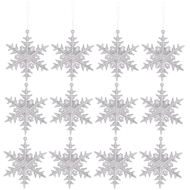 12 piezas Llavero de Navidad Acrílico Copos de Nieve Decoraciones Colgantes