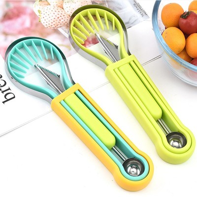 Vetrineinrete® Set 3 Attrezzi per Decorazione Frutta con scavino Cucchiaio Coltello da Intaglio in Acciaio 52751 