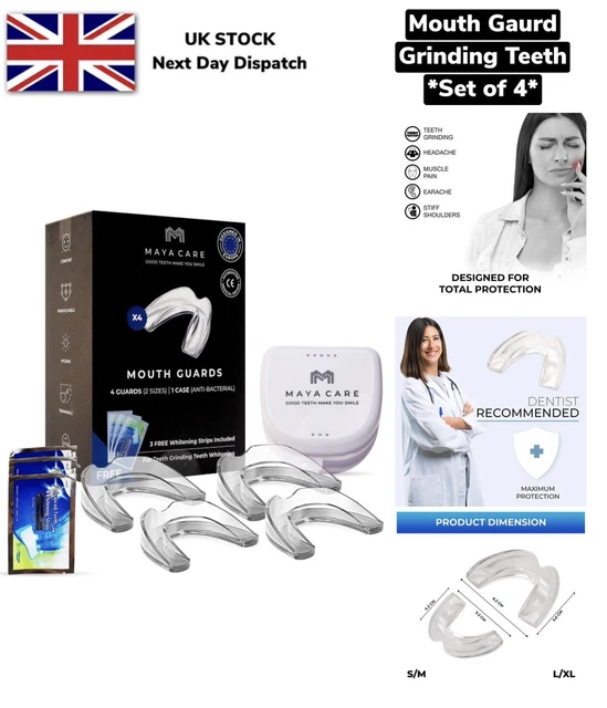 Protector bucal para rechinar dientes un conjunto de 4 protectores bucales dentales con 3 tiras gratis
