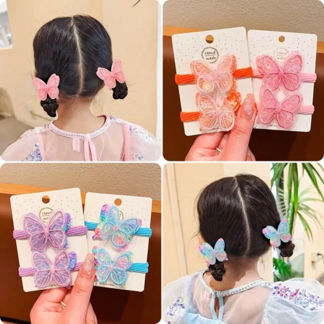 1/2pcs Sequin Hairbands Butterfly Hair Ropes New Hair Tie