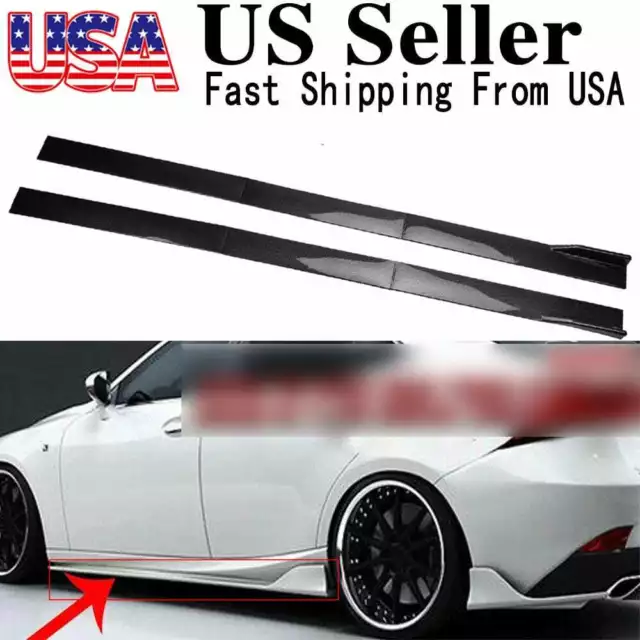 Carbon Fiber Look Side Skirt Extension 86.6''/2.2m For Benz W205 W204 W212 C300