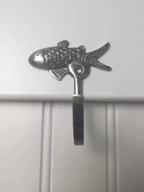 *3 Pack* Satin Nickel Decorative Rustic Fish Cabinet Hooks