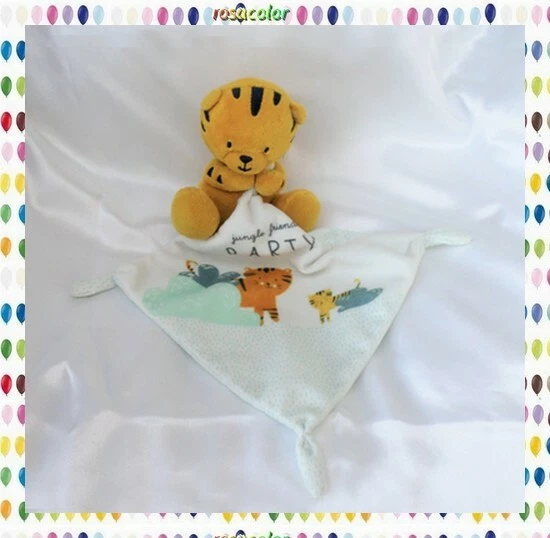 Doudou Tigre orange mouchoir blanc Jungle friends party Simba Toys