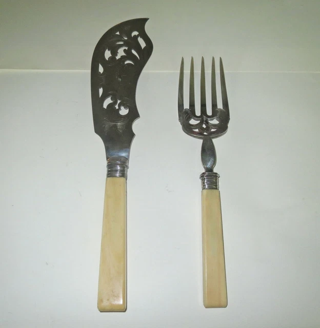 Antique Victorian 1800s THANKSGIVING - Signed MONUMENTAL SILVER MEAT SERVING SET