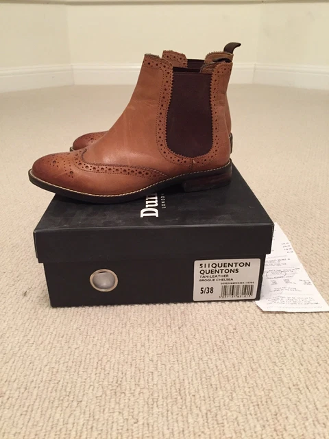 Omdat Gezondheid mist LADIES DUNE TAN Leather 'Quenton' Brogue Chelsea Ankle Boots Size 5 39  £70.00 - PicClick UK