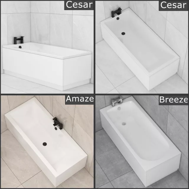 Modern Bathroom Single & Double Ended Straight Baths Gloss White Acrylic Bathtub