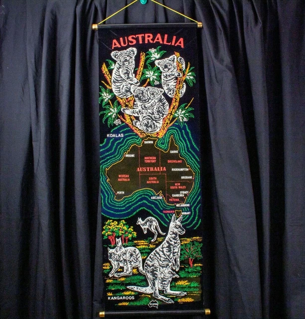 VINTAGE Australian Map with Koalas and Kangaroos Scroll