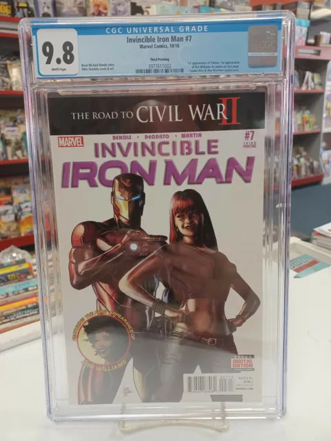 INVINCIBLE IRON MAN #7 3rd Print (Marvel, 2016) CGC Graded 9.8 ~ WHITE Pages