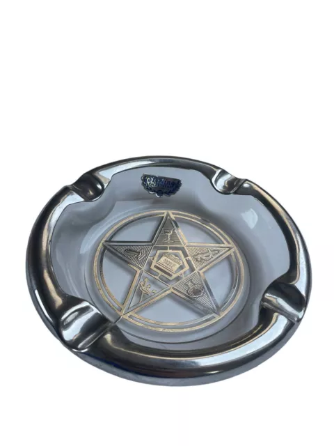 Masonic Order Of The Eastern Star Crystal Cigar Ashtray Sterling Silver Vintage