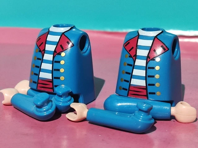 Pièces Détachées PLAYMOBIL - 2 Corps Avec Bras Rouges Pour Figurines Pirates Ou Soldats Anglais/français