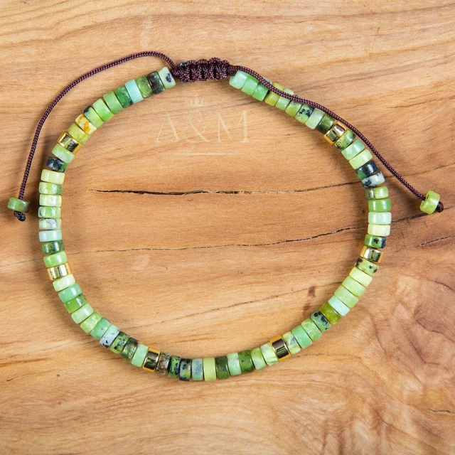 Light Green Jasper Minimalist Bracelet Tube beads Bracelet Gemstone Dainty Gift