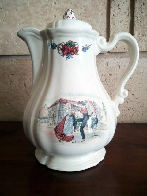 Cafetière Modèle Obernai - Faïencerie De Sarreguemines - Décors Signés H.loux