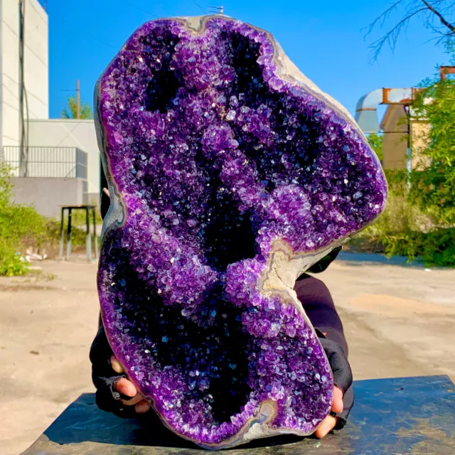 17.36LB Natural Amethyst geode quartz cluster crystal specimen Healing