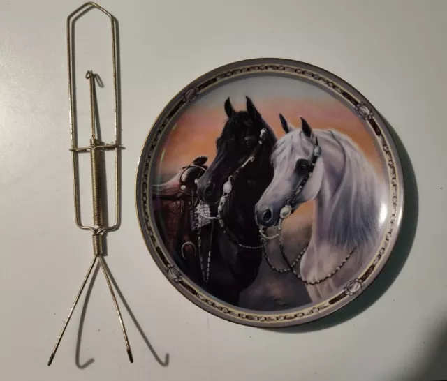 Danbury Mint Standing Watch on the Range Black White Horse Porcelain Plate NOS