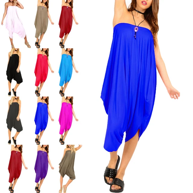 Tuta da donna donna Boobtube romper harem baggy look a strati outdoor Regno Unito