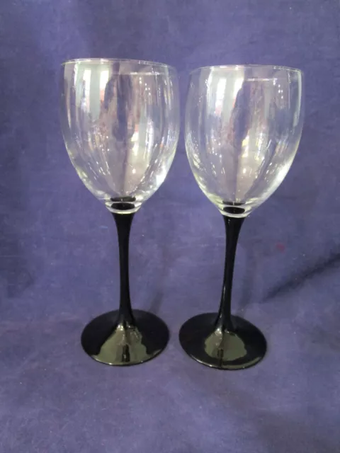 Black Stem Claret Wine Glasses A Pair Cristal DArques Domino Signature France EU 3