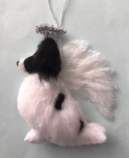 PAPILLON ANGEL with HALO - PART NEEDLE FELTED DOG