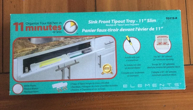 Set Of 2 - 11" Kitchen Cabinet Sink Front Tip Tilt Out Tray & Hinges Sponge Hold