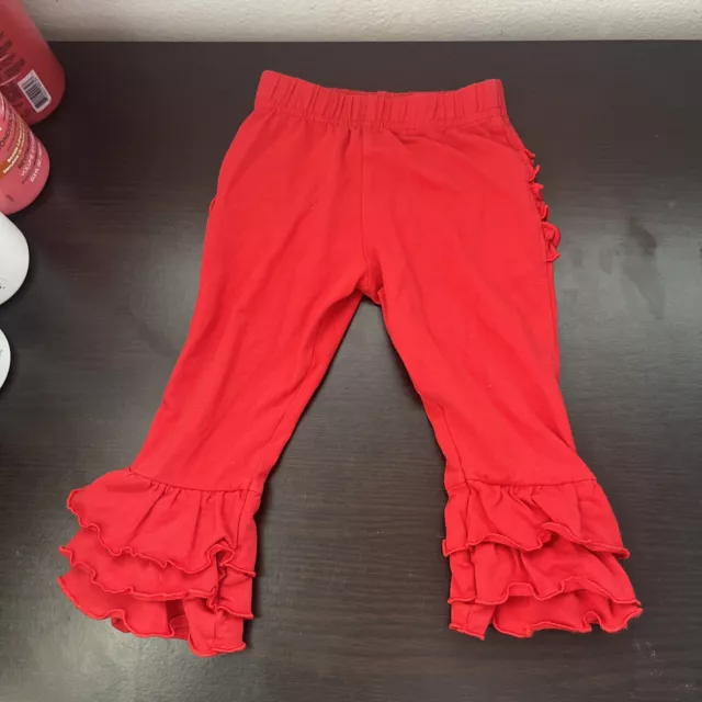 Ruffle Butts Girls Bell Bottom Elastic Waist Flared Red Ruffle Pants 18-24 Mo