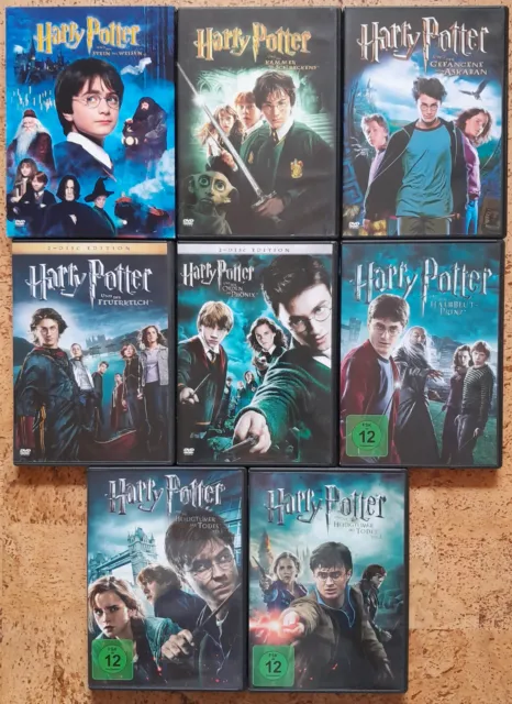 Harry Potter, Teile 1-8, 11 DVDs, gebraucht, Zustand sehr gut