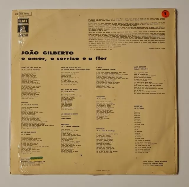 O Amor O Sorriso E A Flor by Joāo Gilberto Vinyl LP Record Brazilian Press Latin 2