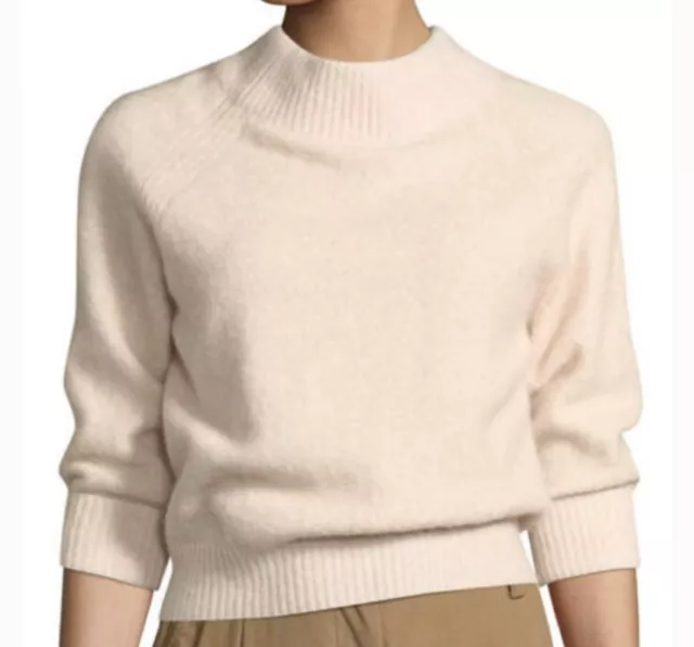 3.1 Phillip Lim 3/4 Sleeve Lofty Rib Alpaca Blend Pullover Sweater Blush Pink S