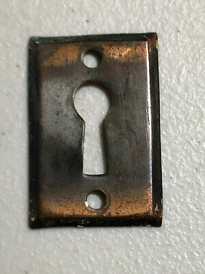 Vintage Old Copper Tone "Japanned" Escutcheon Key Hole Keyhole Cover Plate