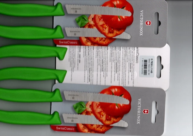 6 Stück VICTORINOX Brötchenmesser Küchenmesser Tomatenmesser grün  NEU & OVP