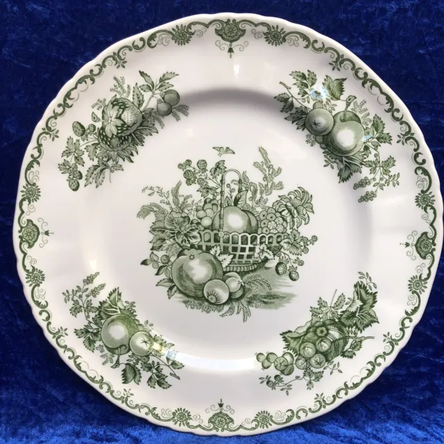 Vintage MASON'S IRONSTONE, Green 'Fruit Basket' Dinner Plate 10.5'' Dinner Plate