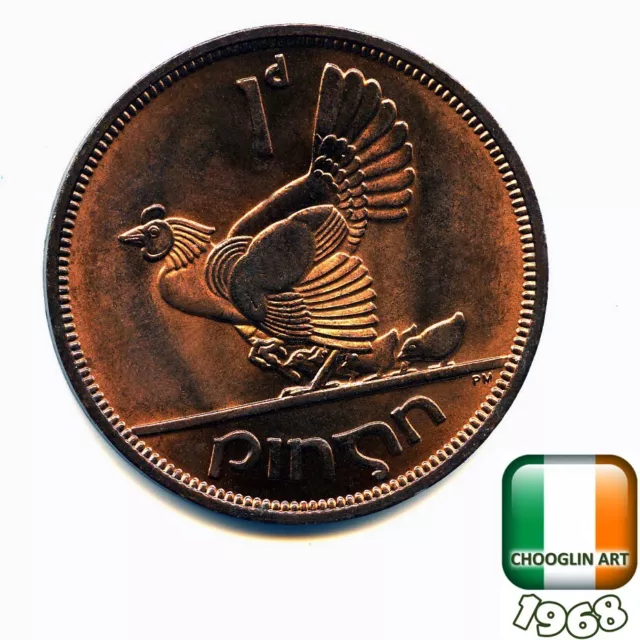 An IRISH 1968 PENNY 1d coin "UNCIRCULATED", 56 Years Old!