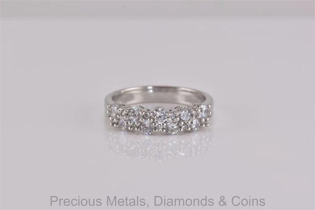 Jose Hess Sterling Silver Staggered Cubic Zirconia Cluster Band Ring 925 Sz: 10 Jose Hess Sterling Silver Staggered Cubic Zirconia Cluster Band Ring 925 Sz: 10