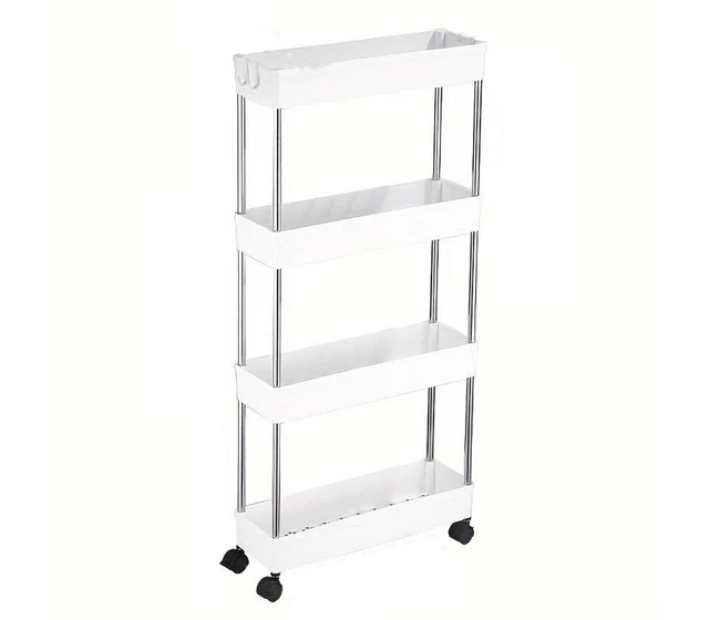 Home Zone Living Scaffale Portaoggetti Da Bagno 3 Ripiani - Telaio In Acciaio, Piedini Regolabili, Bianco