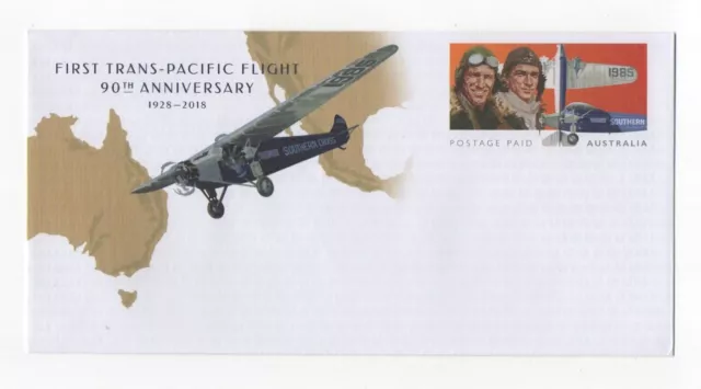 2018 First Trans-Pacific Flight 90th Anniversary prepaid cover unused