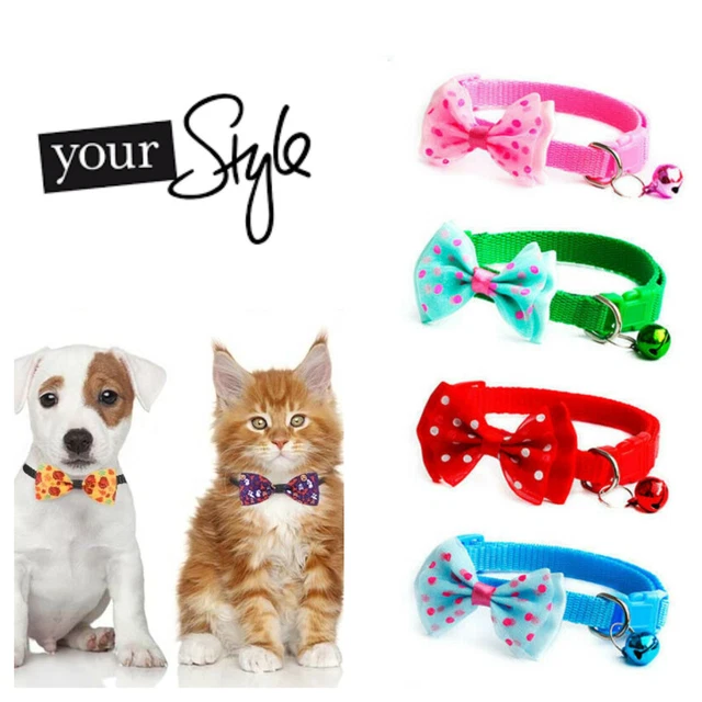 Fashion Neck Collar For Dog Cat Puppy Kitten with Bell Bow Tie Dots (Adjustable)