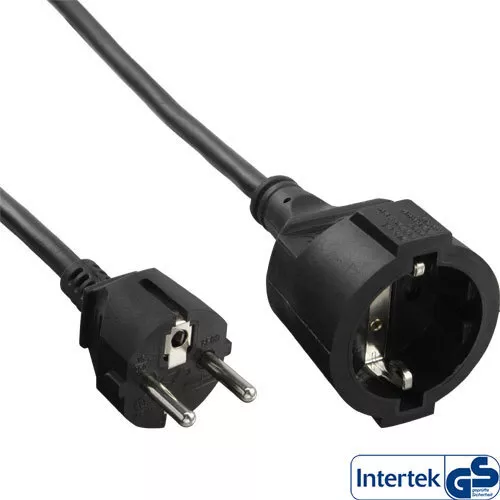 10x InLine Schutzkontakt-Verlängerung Stecker/Buchse+Kindersicherung schwarz 3m