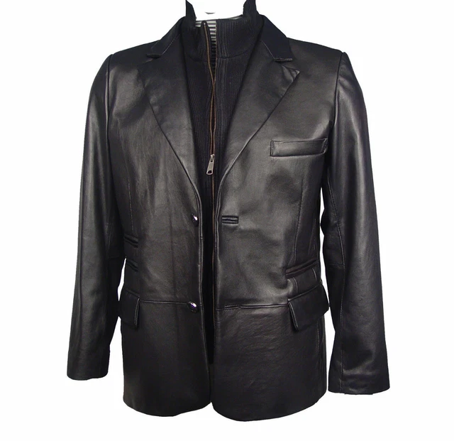 Nuevo Hombre Genuino Suave Cordero Leather Blazer Chaqueta Dos Abrigo Botón