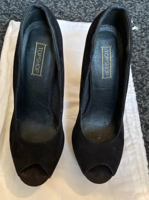 TOPSHOP BLACK PLATFORMS, gold heel, some defects (pictured) uk size 7 £ ...