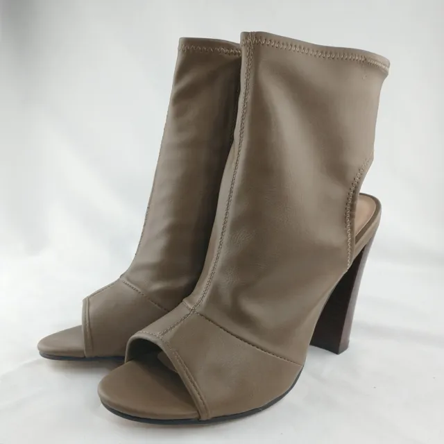 Call It Spring Women's Ankle Boots Size 9 Taupe Brown Open Toe Side Zipper NEW