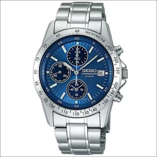SEIKO Selection SBTQ071 Chronograph Quartz Men's Watch Silver Blue Bulk Stock 2