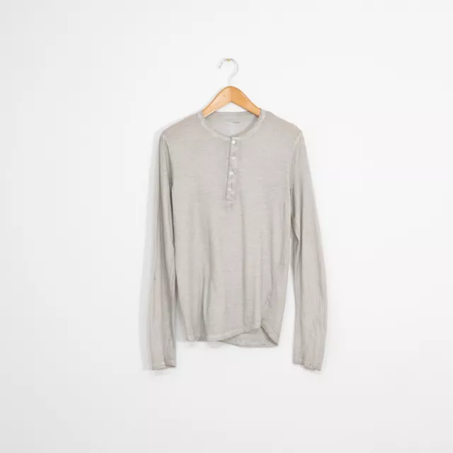 Majestic Filatures Henley T Shirt M - Hand Dyed Black Wash Distressed Faded USA