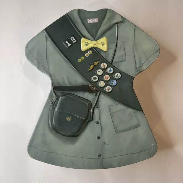 Girl Scouts USA Trinket Souvenir Tin Box Girl Scout Uniform Design 6"x7"x2"