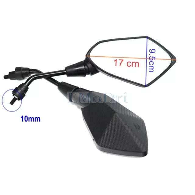 Pair Of Retro Rear View Mirror Universal Carbon 10MM