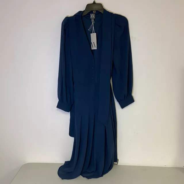 Worthington Women's Long Sleeve Fit + Flare Dress Size PXL Color Petrol Blue