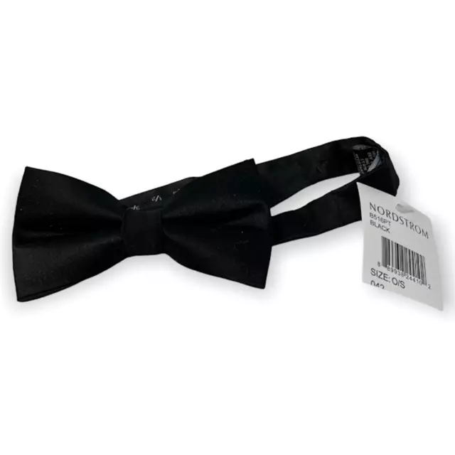 The Tie Bar Men's Bow Tie O/S Stain Resistant 100% Silk Adjustable Black NWT