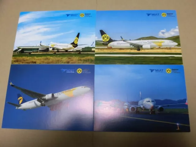 MIAT Mongolian 4 Airlines postcards Boeing 737