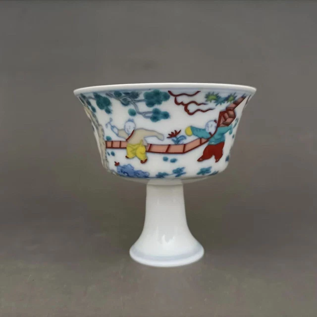 Ming Dynasty Chenghua Porcelain Colorful Figure High Cup Tea Cup Wine Cup