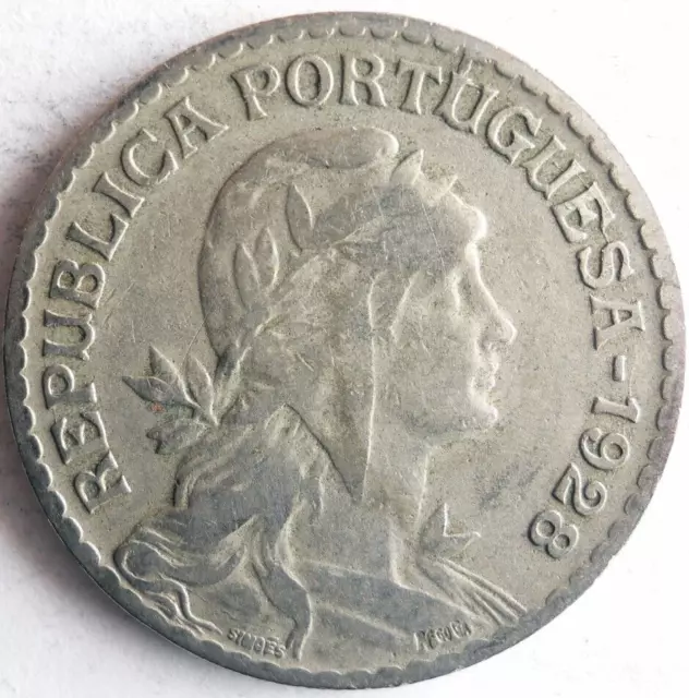 1928 PORTUGAL ESCUDO - High Quality Coin - FREE SHIP - Bin #704